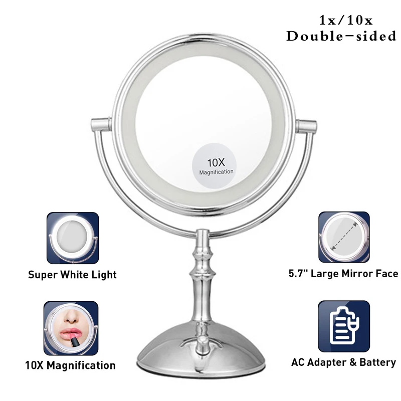  Professional LED Light Makeup Mirror with Lights Brightness Adjustable 8 Inch Cosmetic Mirror Doubl - 33034493570