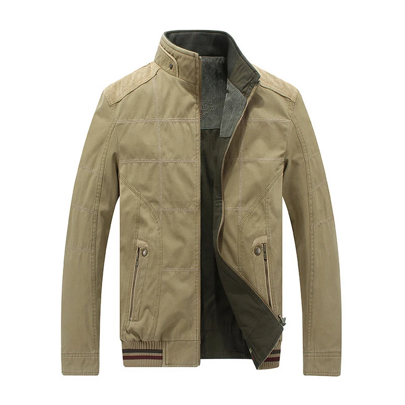 Мужская летная куртка бомбер с воротником стойкой из мытого хлопка|flight jacket|jacket