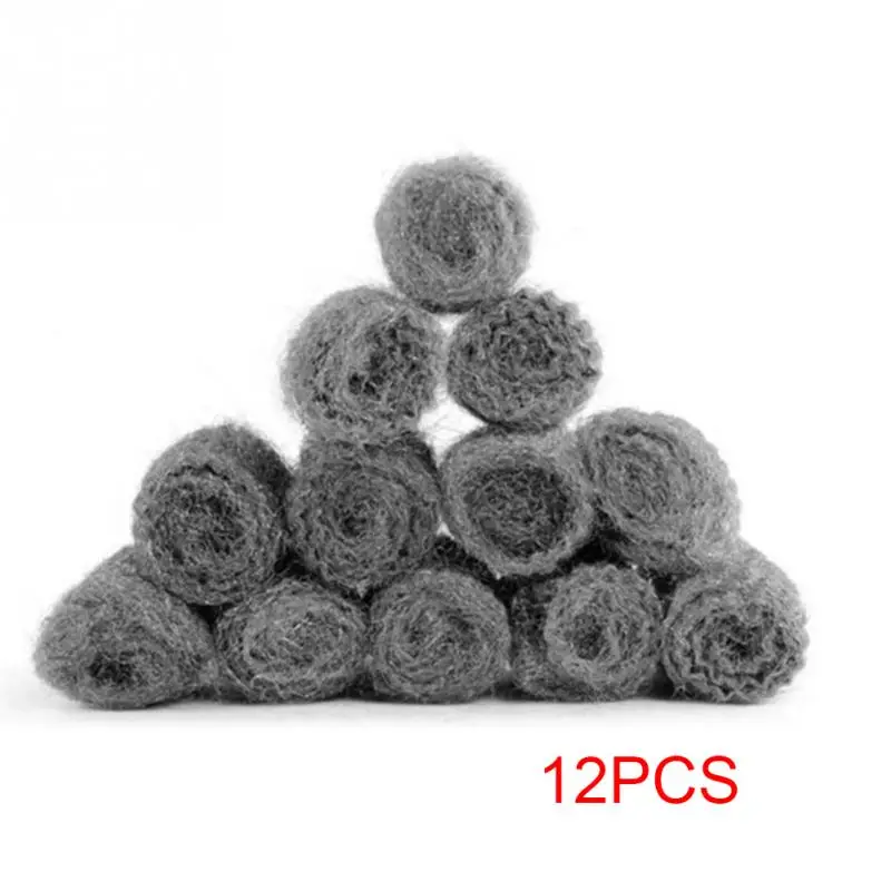 

12Pcs/Bag Kitchen Stainless Steel Wire Ball Cleaner Stubborn stains Cleaning Ball Kitchen Supplies dishes pan Cleaning brush