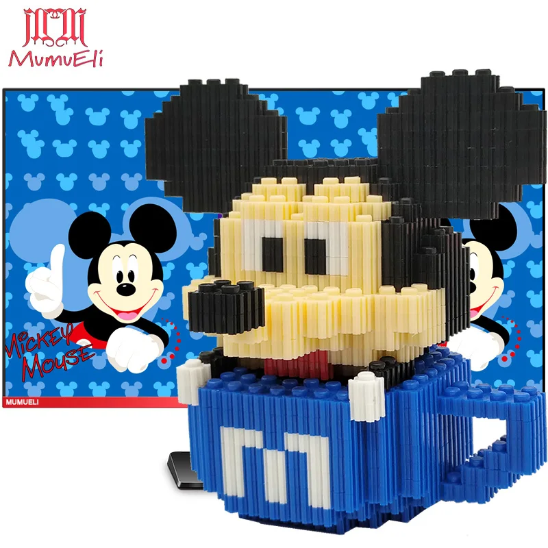 

MUMUELI Disney Animation Mickey Mouse Cup 1000 Pieces Anime Figure 3D Model Kit Blocks Jigsaw Children Kids Building Toys KL-MQB