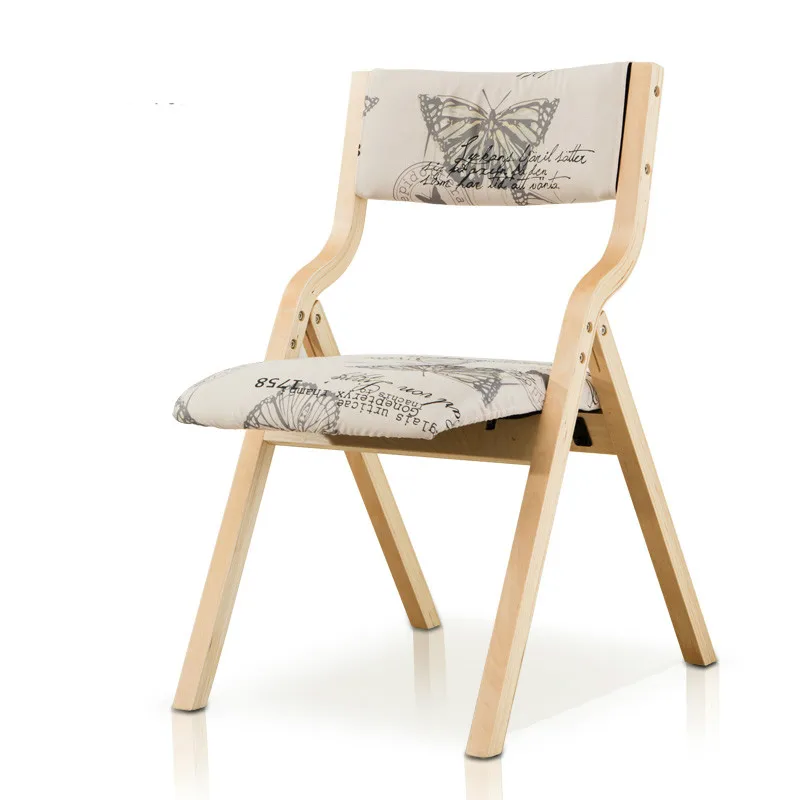 

Solid wood folding chair back fabric dining chair computer conference chair mahjong desk chair balcony home