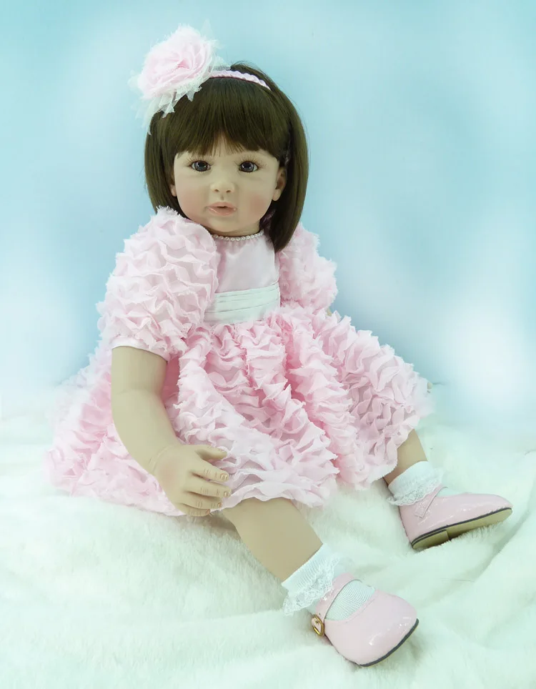 

60cm Silicone Reborn Baby Doll Toys Vinyl Pink Princess Toddler Bebe Alive Lovely Accompany Sleep Baby Doll Christmas Gift