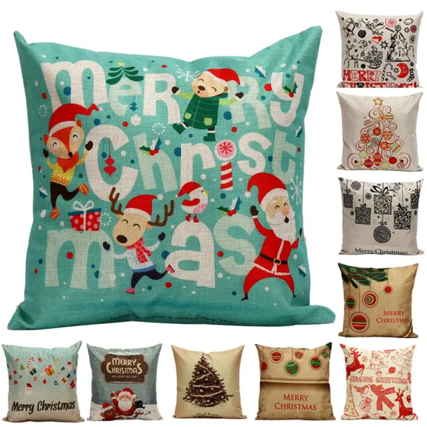 

2018 Pillow Case 45*45 Christmas Pillow Case Sofa Waist Throw Cushion Cover Home Decor Free Shipping NEW DE15