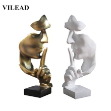 VILEAD, 28,5 cm, estatua de resina Silence is Gold, máscara abstracta, estatuillas, máscara europea, escultura, figurita para decoración de oficina, Vintage, hogar