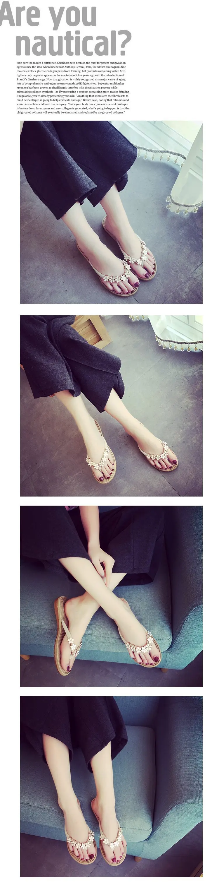 2018 gadis sandal jepit sandal floral bunga indah busana luar musim 6