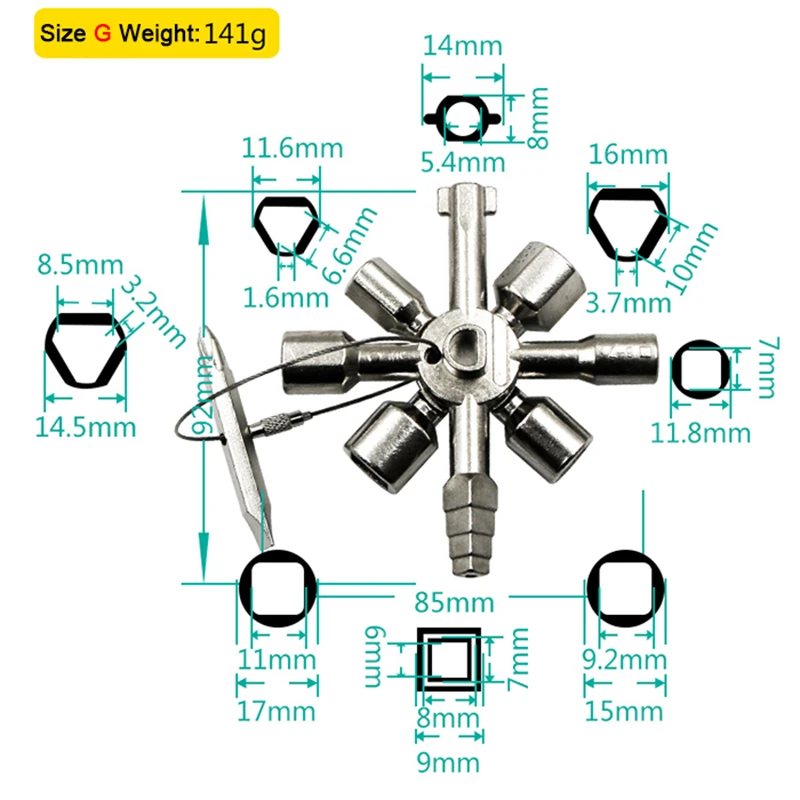 1 шт. шестигранный ключ метро поезд ключ двери лифта ключ клапан воды метр Универсальный Крест ключ мусорное ведро ключ многофункциональный ключ