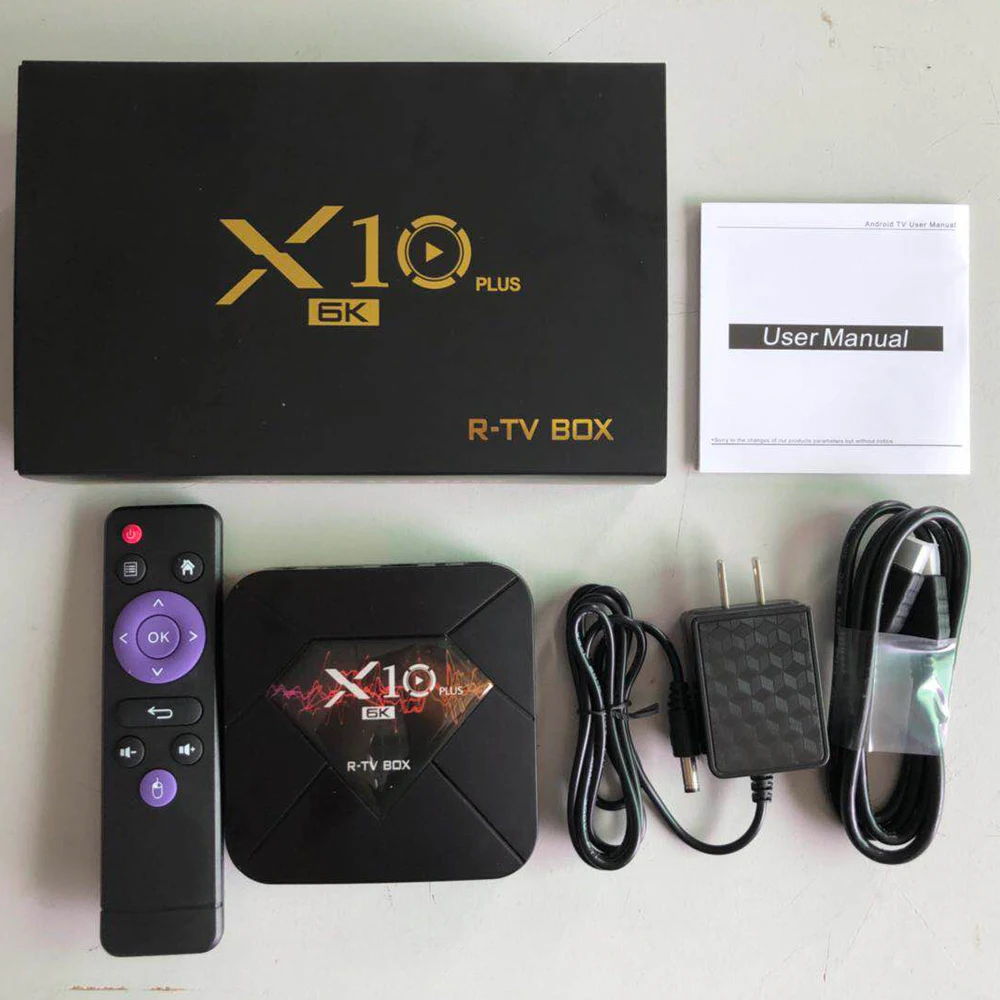 В виде буквы «R» ТВ коробка X10 Plus Android 9,0 Смарт ТВ коробка Allwinner H6 2,4G, Wi-Fi, 4 Гб Оперативная память+ 32/64GB Встроенная память Декодер каналов кабельного телевидения USB 3,0 6K H.265 smart media