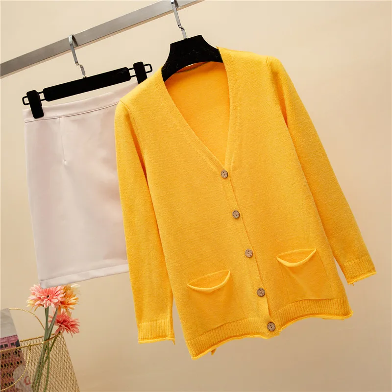 2018 New Fashion Spring Autumn Women Cardigan Sweaters Long sleeve Single-breasted V-neck stitching Solid Knitted Top Clothing (24)