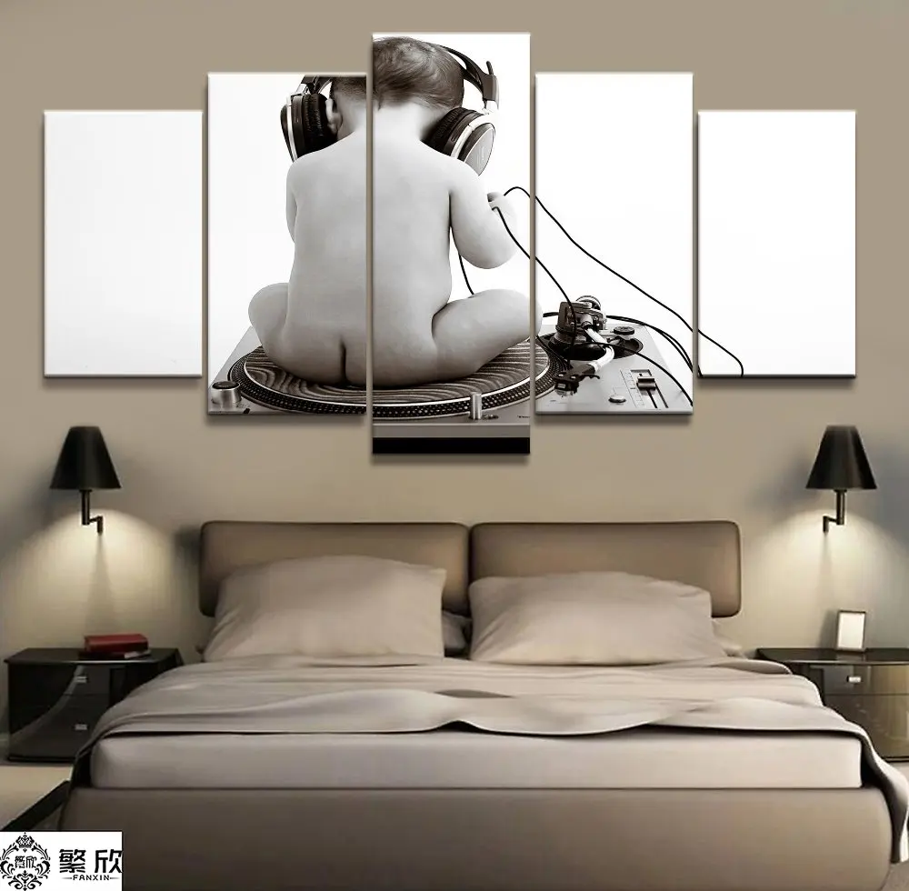 

5 Panel DJ Music Children Canvas Printed Painting For Living Room Wall Art Home Decor HD Picture Artwork Modern Poster