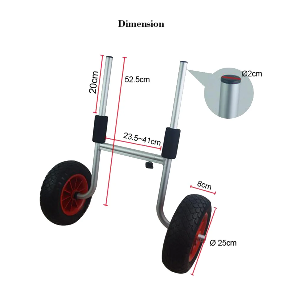 Kayak Canoe Jon Boat Carrier Trailer Trolley 2 Wheels Transport Cart