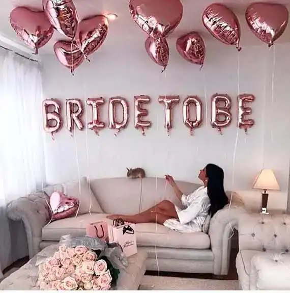 1 комплект 16 дюймов розовое золото буквы "Bride to be" воздушных шаров в форме сердца воздушные шары из фольги курица декорации на свадьбу, вечеринку принадлежности для вечеринки-девичника