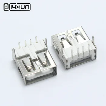 

10pcs USB Type A 4Pin Female Socket Connector Welding Right Angle AF Bend Pin Plug Jack DIY Connectors
