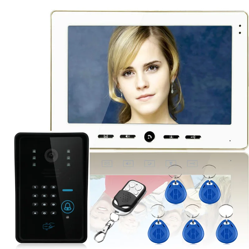 

YobangSecurity 10 Inch Video Door Phone Indoor Monitor Outdoor Camera Intercom System With RFID Keyfob,Password,Remote Control