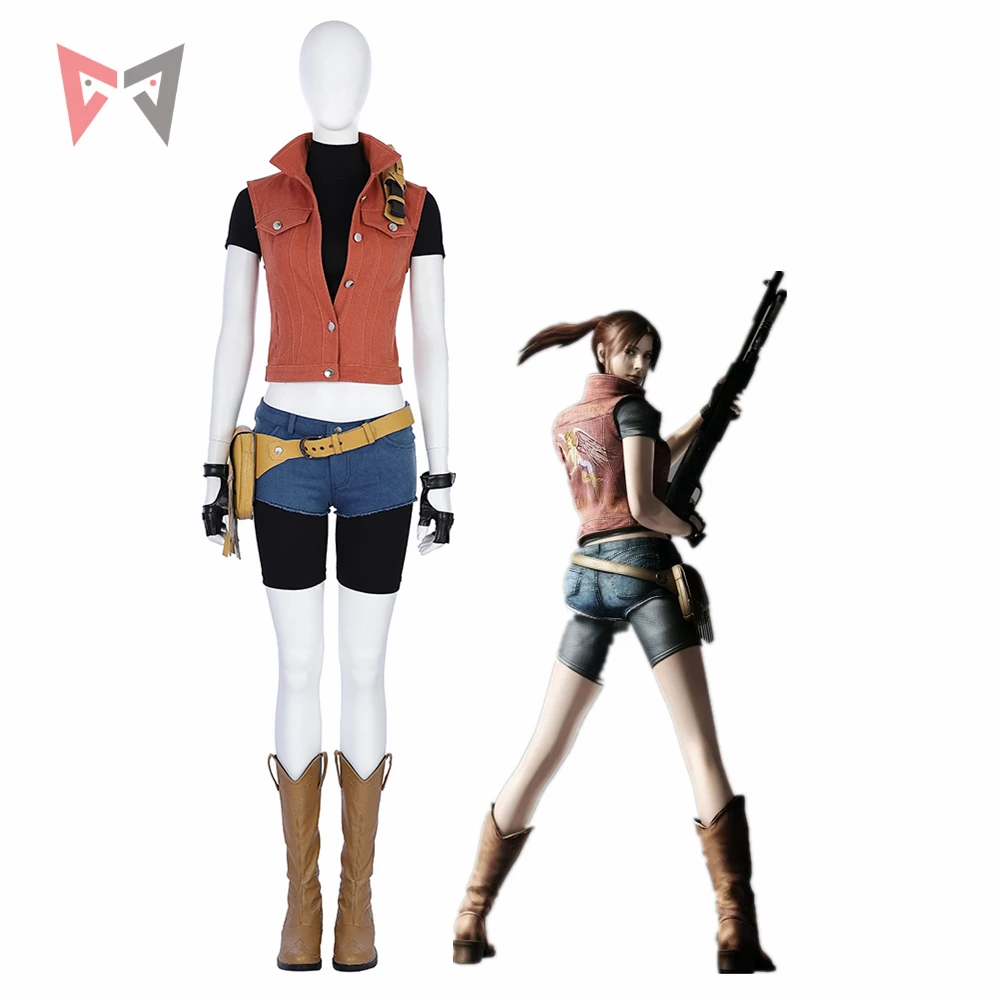 

MMGG Halloween Resident Evil 7 Cosplay Claire Redfield cosplay costume Denim vest and shorts set high quality custom made size