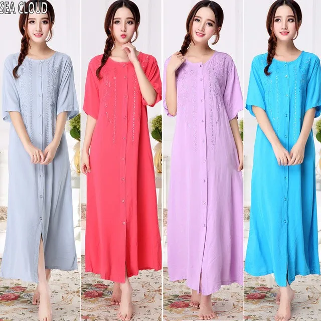 82 Plus size summer short sleeve ultra 100 cotton long nightgown