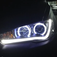 1 пара Фирменная Новинка светодиодные фары LED фара с двойным объективом для Mitsubishi Lancer EX 2010-2013'