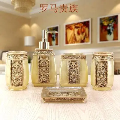 

New Year Gifts Wash suit Rome Resin Five-piece bathroom Set a tooth Bathroom Set