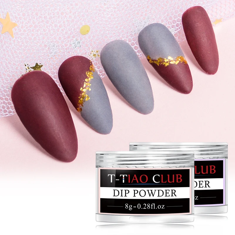 T-TIAO CLUB Dipping Nail Powders Gradient French Nail Natural Color Holographic Glitter Without Lamp Cure Nail Art Decorations