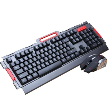 

HOT-Wireless Gaming Keyboard Mouse Combo Set Metal Panel Game Gamer 2.4Ghz 2400 Dpi For Home Office Computer Smart Tv Laptop.