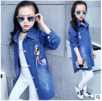 

New Kids Girls Denim Jacket Children Girls Jackets and Coats Autumn Spring 2020 Girls Outwear Jeans Jacket Kids Long Denim Shirt