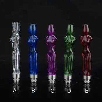 

5pcs Glass Drip Tips Mouthpiece Human shape Drip Tips for RDA RBA Atomizer E Cigarette Factory Supply Cheap Drip Tips mouthpiece