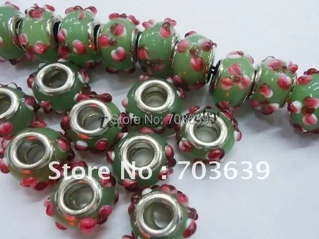 

Wholesale 100pcs 15x10mm European Big Hole Glass Beads Fit DIY Free Shipping