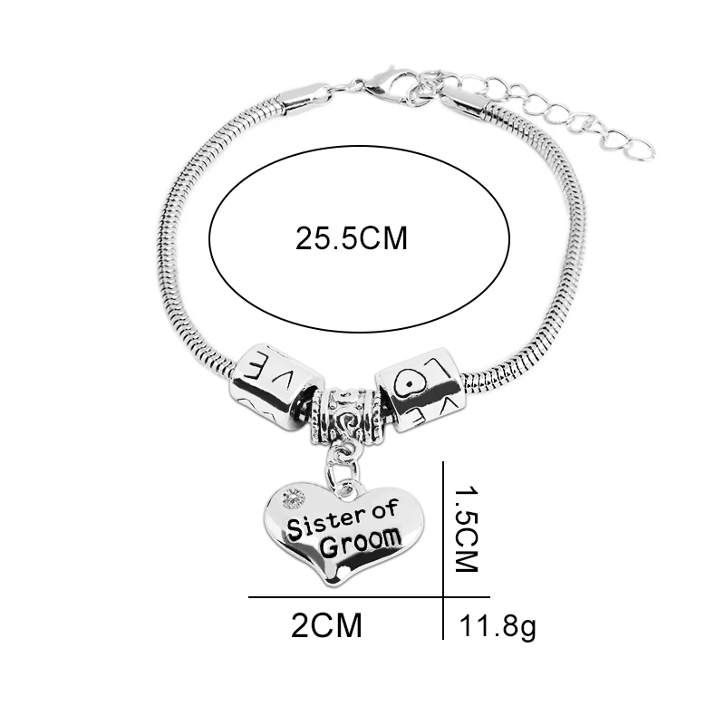 Свадебный подарок для мамы, папы, невесты, жениха, браслет, лучший друг, сестра, сердце, стразы, браслеты с подвесками, сердце, змеиная цепочка, браслет