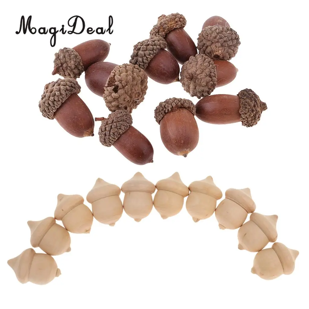 20pcs Natural Wood Acorns & Dried Acrons Table Ornament Accents Creative Home Christmas Decoration DIY