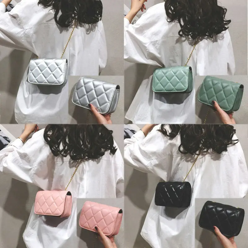 

NoEnName Fashion Women's Small Crossbody Handbag Quilted Purse Bag with Chain Shoulder Strap