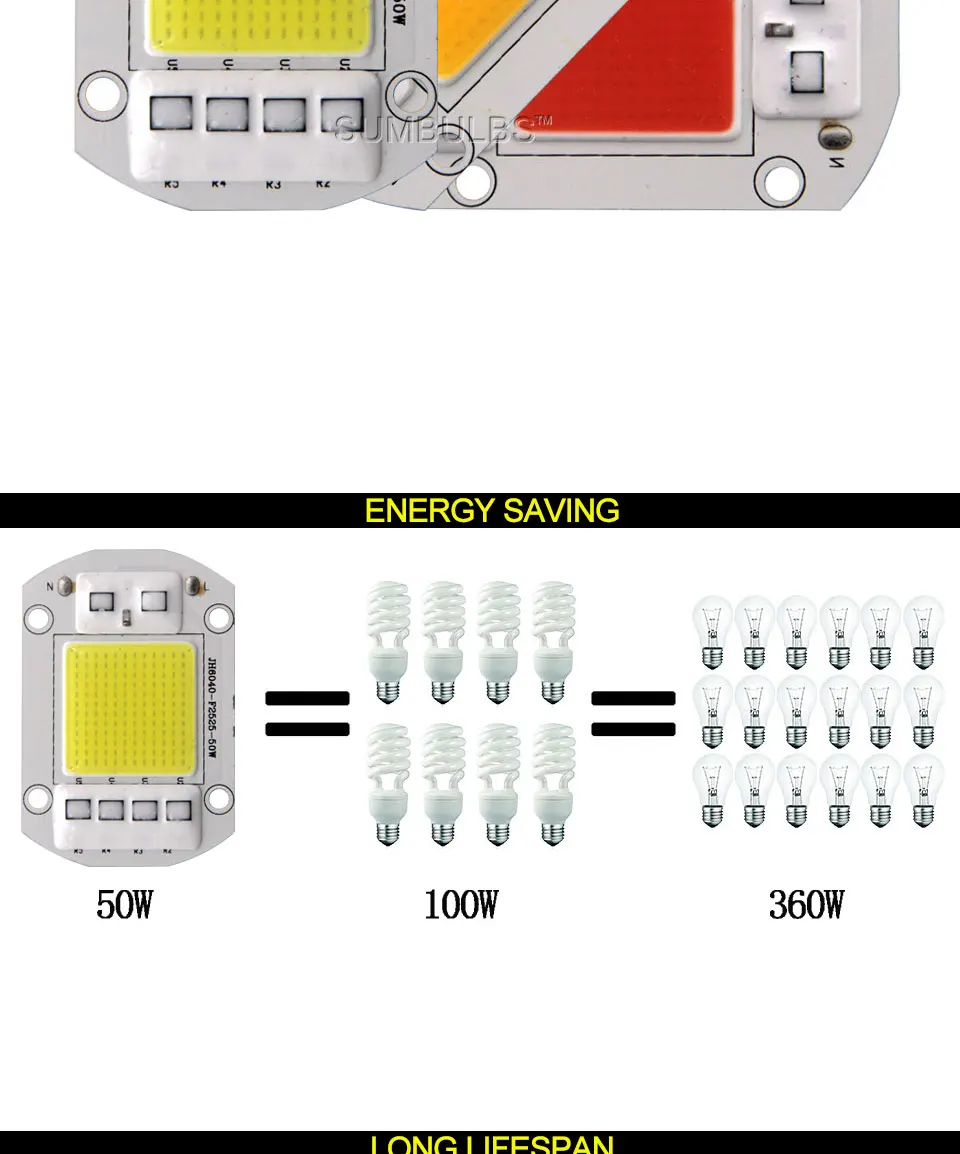 AC COB LED Bulb 20W 30W 50W Plant Grow Light LED Diode Chip 110V 220V Lighting Source for DIY Floodlight Outdoor Projector Lamp (10)