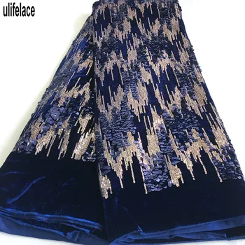 

Color Sequins Lace Fabric Heavy High quality Velvet fabric embroidery French Sequence Tulle Lace Nigerian Lace Fabrics F4-2327