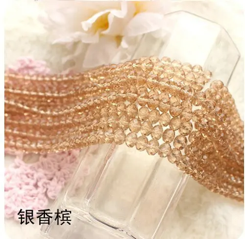 Perline Per Lampadario Cristal 6Mm 8Mm Nastro Champagne Colore Branelli Di Cristallo Di Rondelle