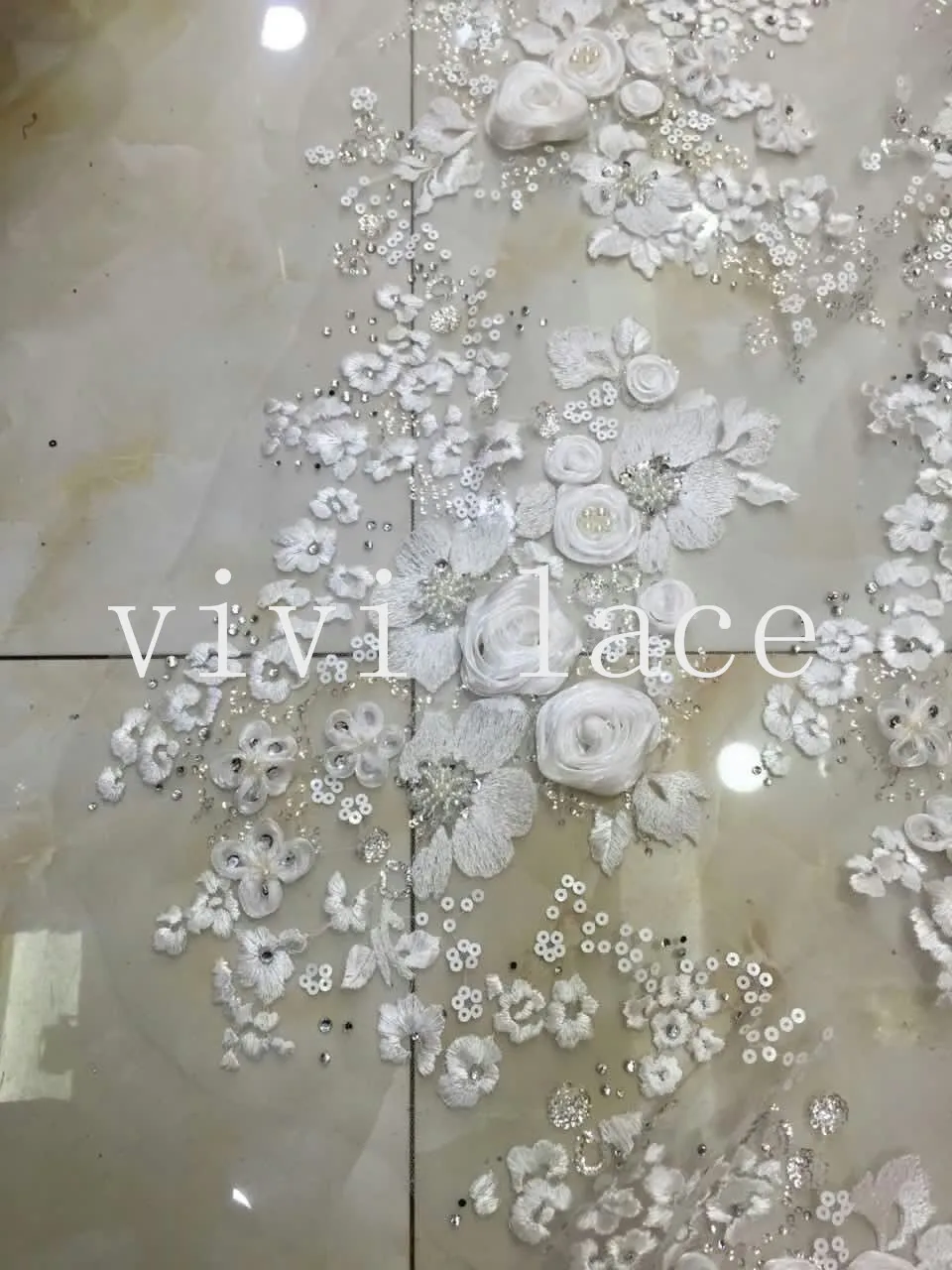 Xh824 White Flower Beads Sequin Paillette Embroidery Mesh Tulle Xh824 White Flower Beads Sequin Paillette Embroidery Mesh Tulle French Lace Fabric For Wedding Dress Evening Ship By Dhl In From Home Garden