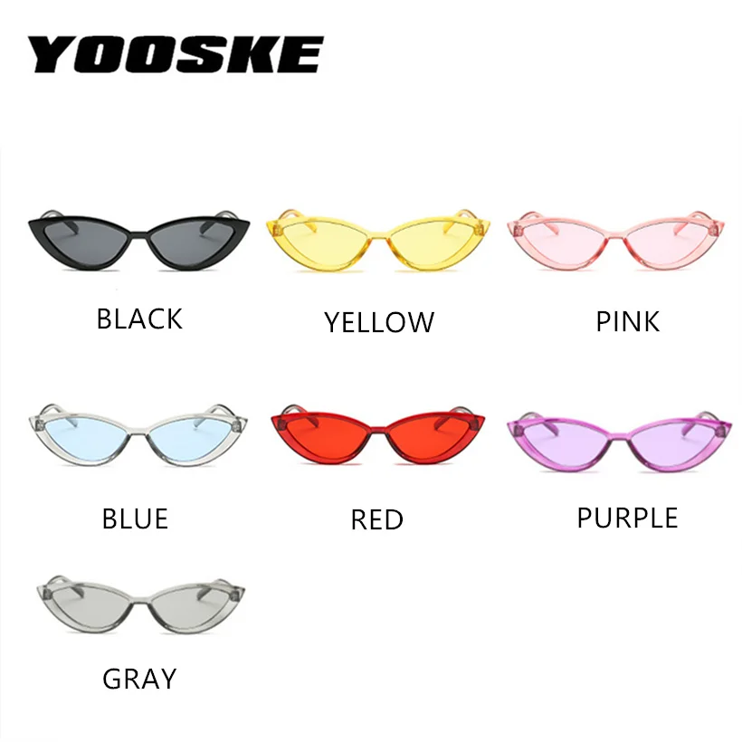 YOOSKE прозрачные солнцезащитные очки для женщин Кошачий глаз стильные оттенки Модные Желтые красные солнцезащитные очки прозрачная оправа трендовые женские солнцезащитные очки