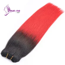 Cheap Ombre color 1b/red Brazilian hair Weave Bundles 1pc/pack 100g/pack virgin human hair Silky Straight hair Weave Bundles
