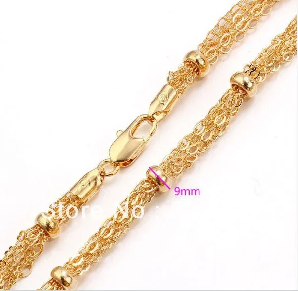 Wholesale Multistrand Popcorn Chain Necklace Gold Plated 9mm Wide Free Shipping 6pcs/lot | Украшения и аксессуары