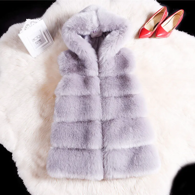JAPPKBH Autumn Winter Faux Fur Coat Women New Elegant Warm Slim Solid Sleeveless Ladies Fur Vest Vintage Fake Fur Coat Jacket