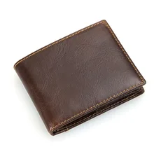 Real Cow Leather RFID Blocking Short Genuine Leather Wallet Men’s Card Holder Credit Card Protect Chocolate Color #MD-J8108