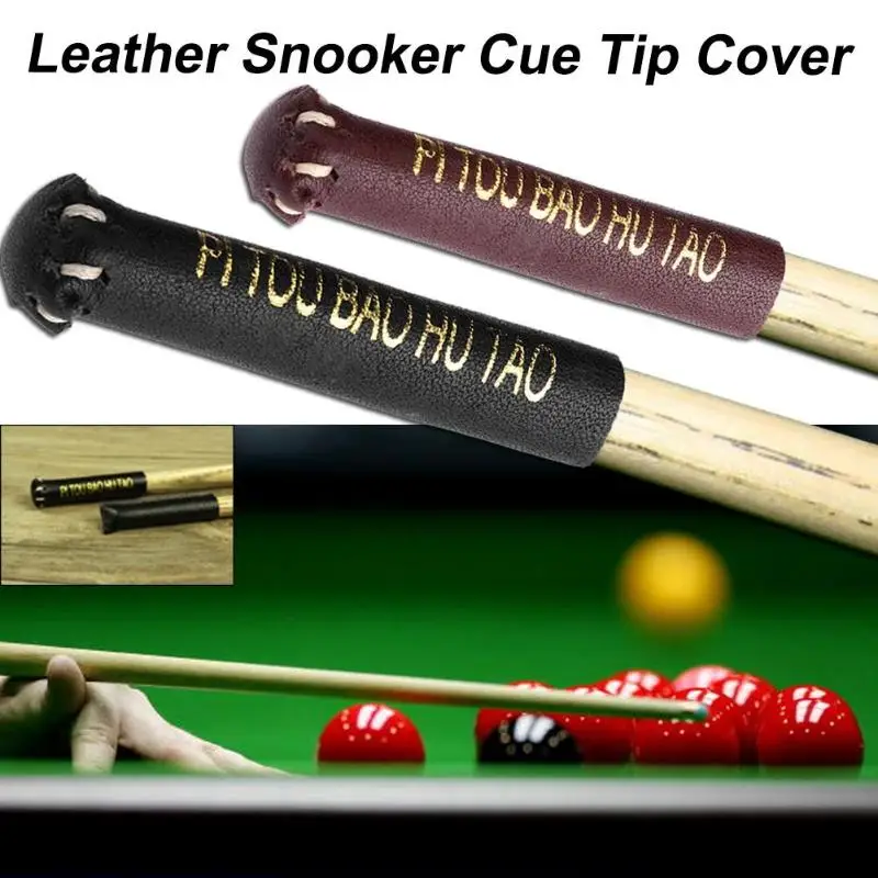 Leather Snooker Cue Tip Cover Protector Sleeve for Stick Snooker