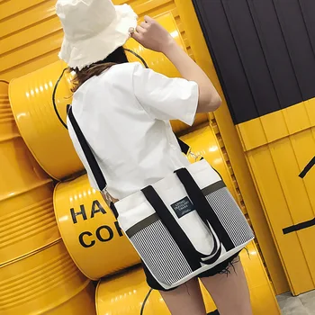 

Fashion Zipper Women Striped Messenger Bags Handbags 2019 New Hot Soft School Female Students Canvas Bags Shoulder Bags