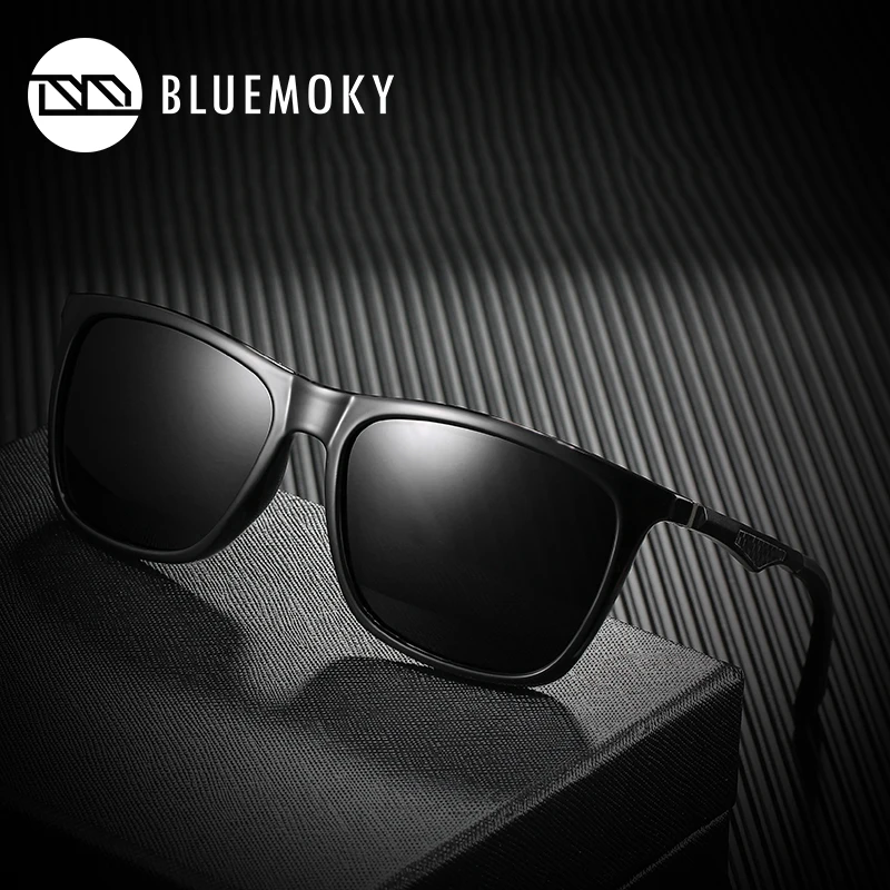 BLUEMOKY, Черные Квадратные Солнцезащитные очки для мужчин, UV400, поляризационные очки, солнцезащитные очки для мужчин, для вождения, Polaroid, фирменный дизайн, оттенки для мужчин