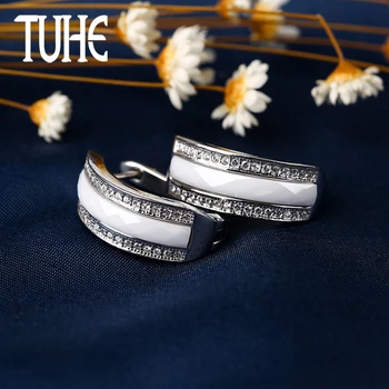 

Crystal Statement Earrings For Women Fashion Elegant Ceramic Earrings Xmas Party Classic Black White Color Women Girls' Jewelry