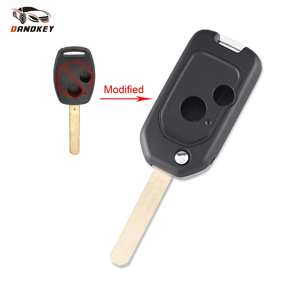 

DANDKEY 2 Buttons Modified Flip Folding Remote Key Shell Case For Honda Accord CRV Odyssey key Fob Replacement