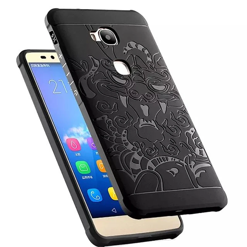 3D Падение Сопротивления Броня Анти хит Case Для Huawei GR5 Honor 5X Рельеф Резной Дракон