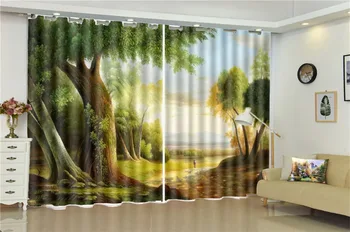 

Custom 3D Curtain Beautiful Golden Autumn Scenery Customize Your Favorite Beautiful Blackout Curtains For You
