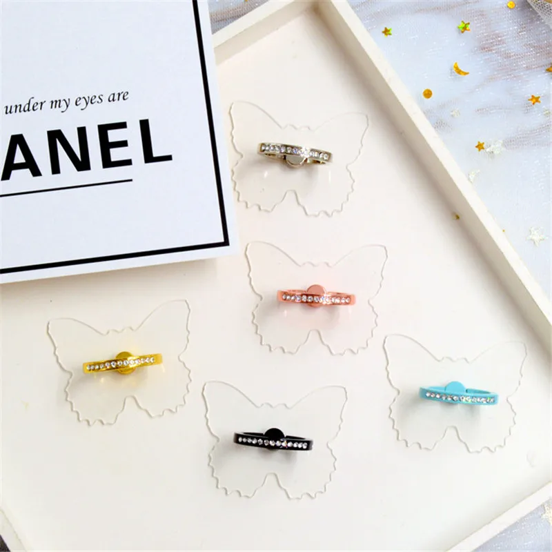 

New Arrival 1 Piece High Quality ABS Mobile Phone Finger Ring Holder Cute Cartoon Butterfly Transparent Clear Phone Holder Ring