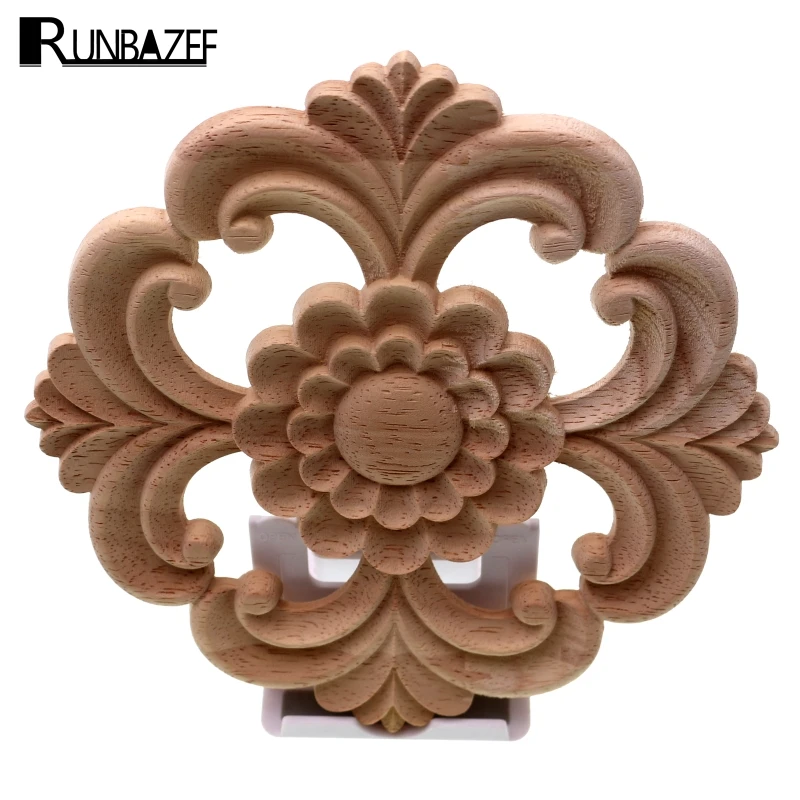 RUNBAZEF Неокрашенная древесина наклейки с резьбой настенная мебель для дома дверь
