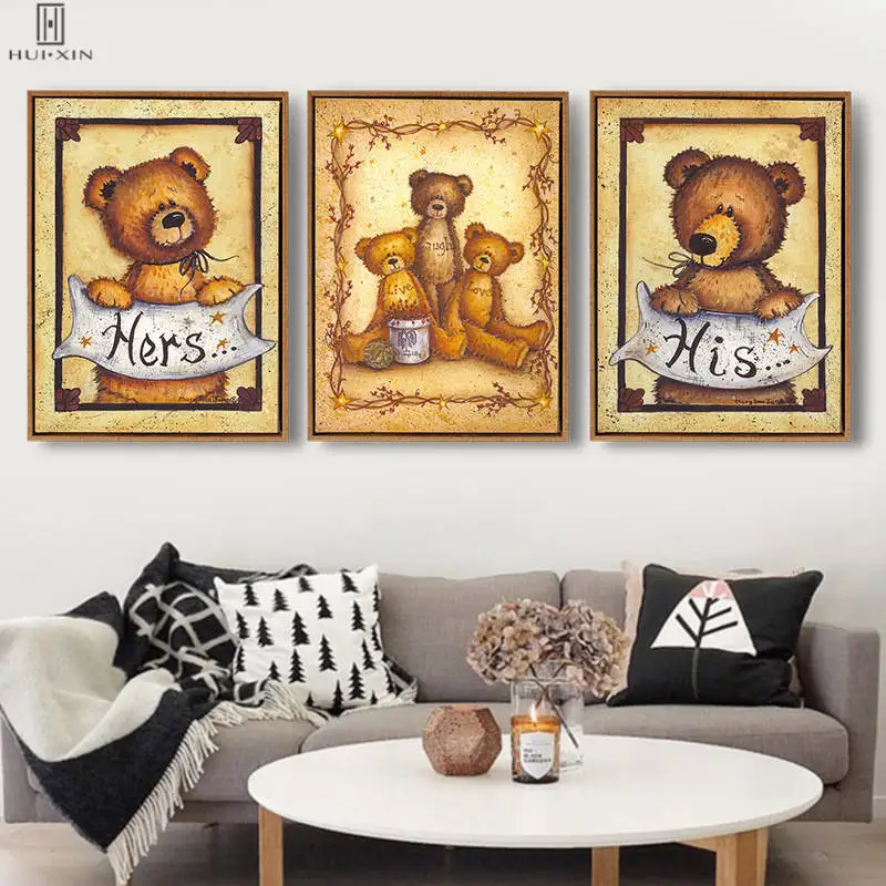

Delicate Cartoon Nursury Posters Cute Cartoon Bear Family Unframed Paintings Art Prints For Bedroom Decor Birthday Presents