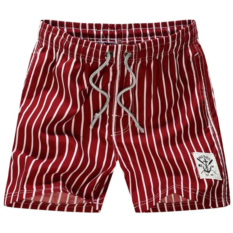 LKBEST мужские купальники плавки летние быстросохнущие пляжные шорты повседневные свободные шорты для мужчин полосатые повседневные шорты 1403-1 - Цвет: RED