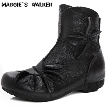 

Maggie's Walker Women's Genuine Leather Fashion Boots Autumn Casual Slip-on Ankle Boots Size 35~41